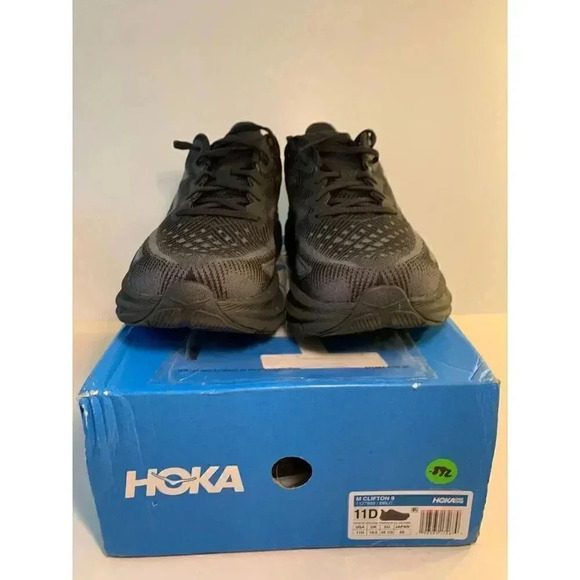 .892 Hoka M Clifton 9, Black/Black, Mens Running Shoes-US 11 Mens main image 5
